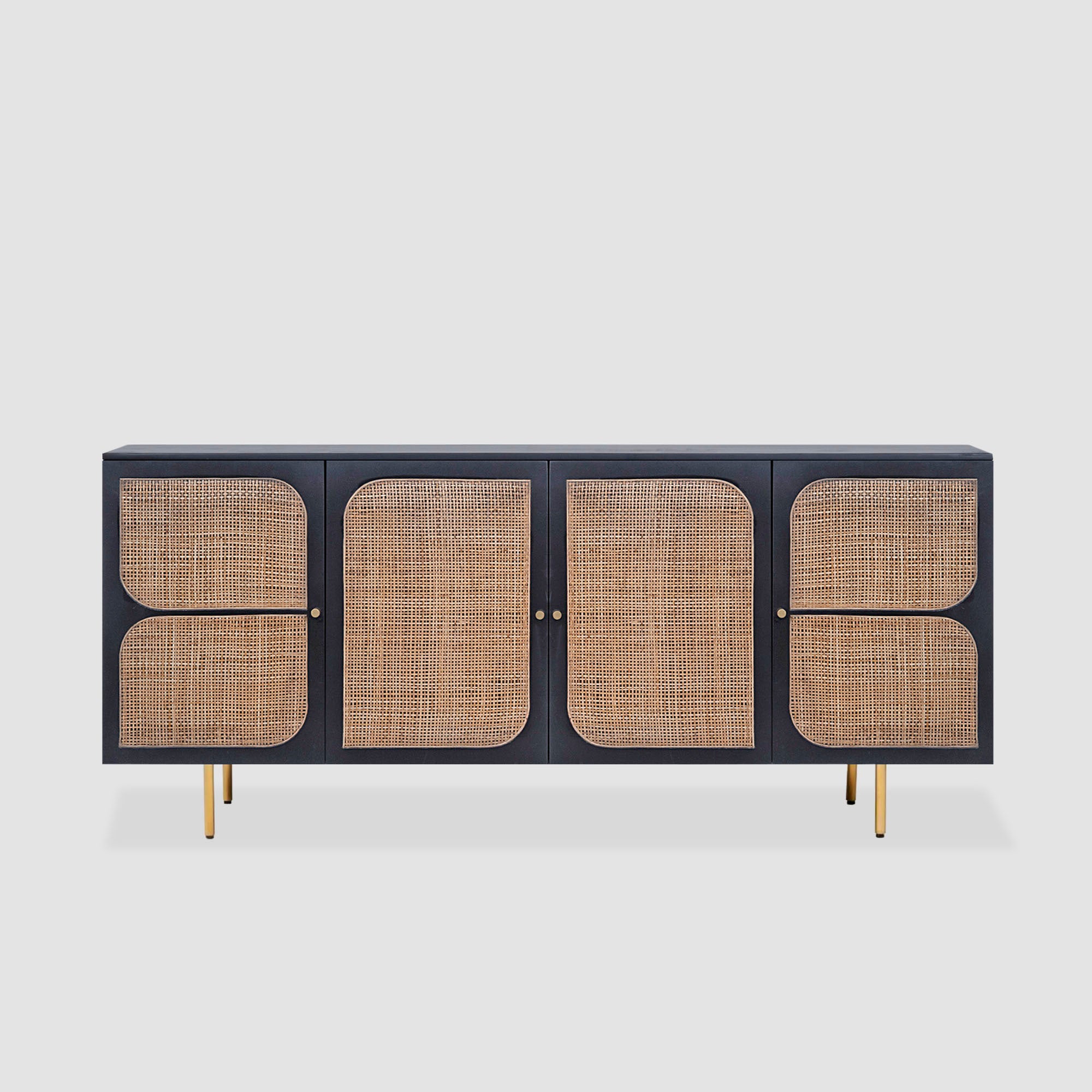 Black Rattan Sideboard