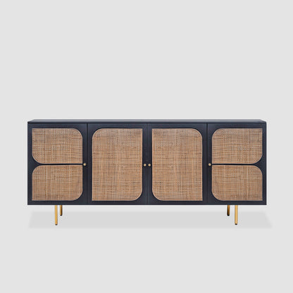 Black Rattan Sideboard
