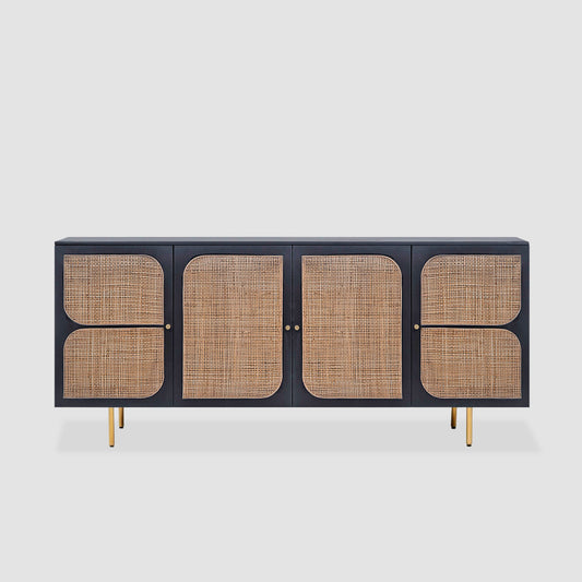 Black Rattan Sideboard