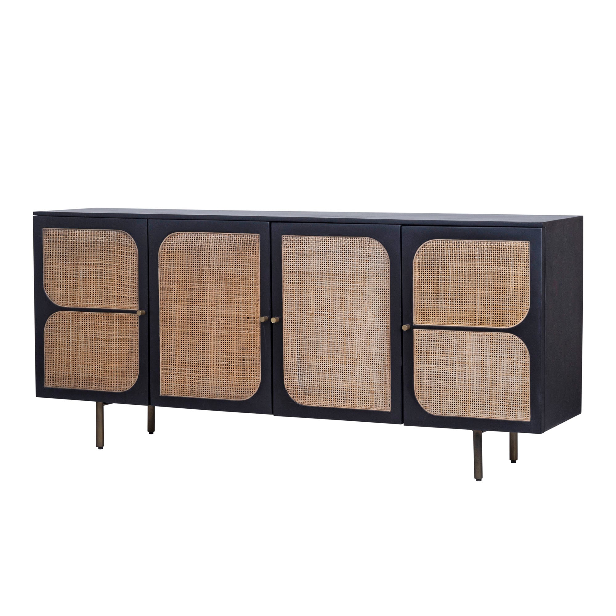 Black Rattan Sideboard
