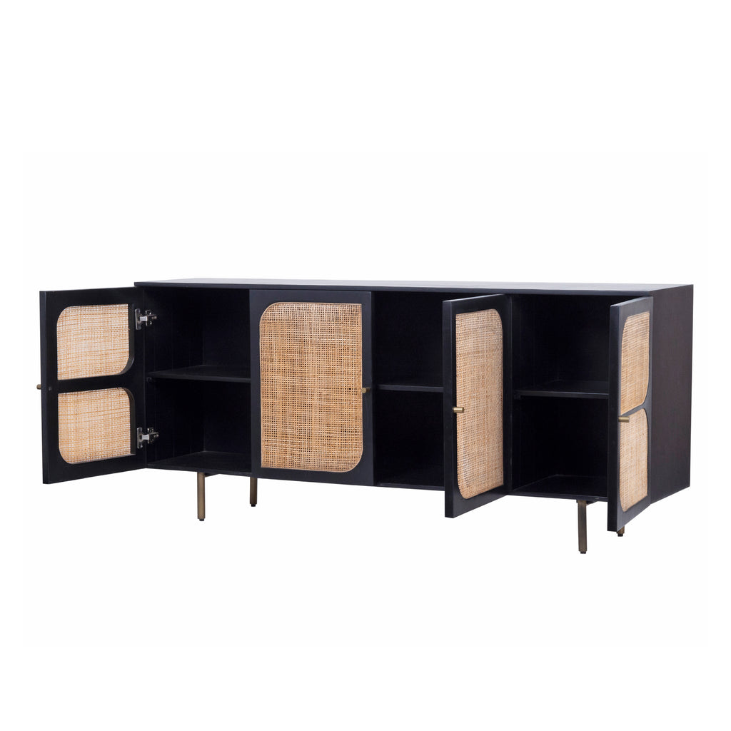 Black Rattan Sideboard