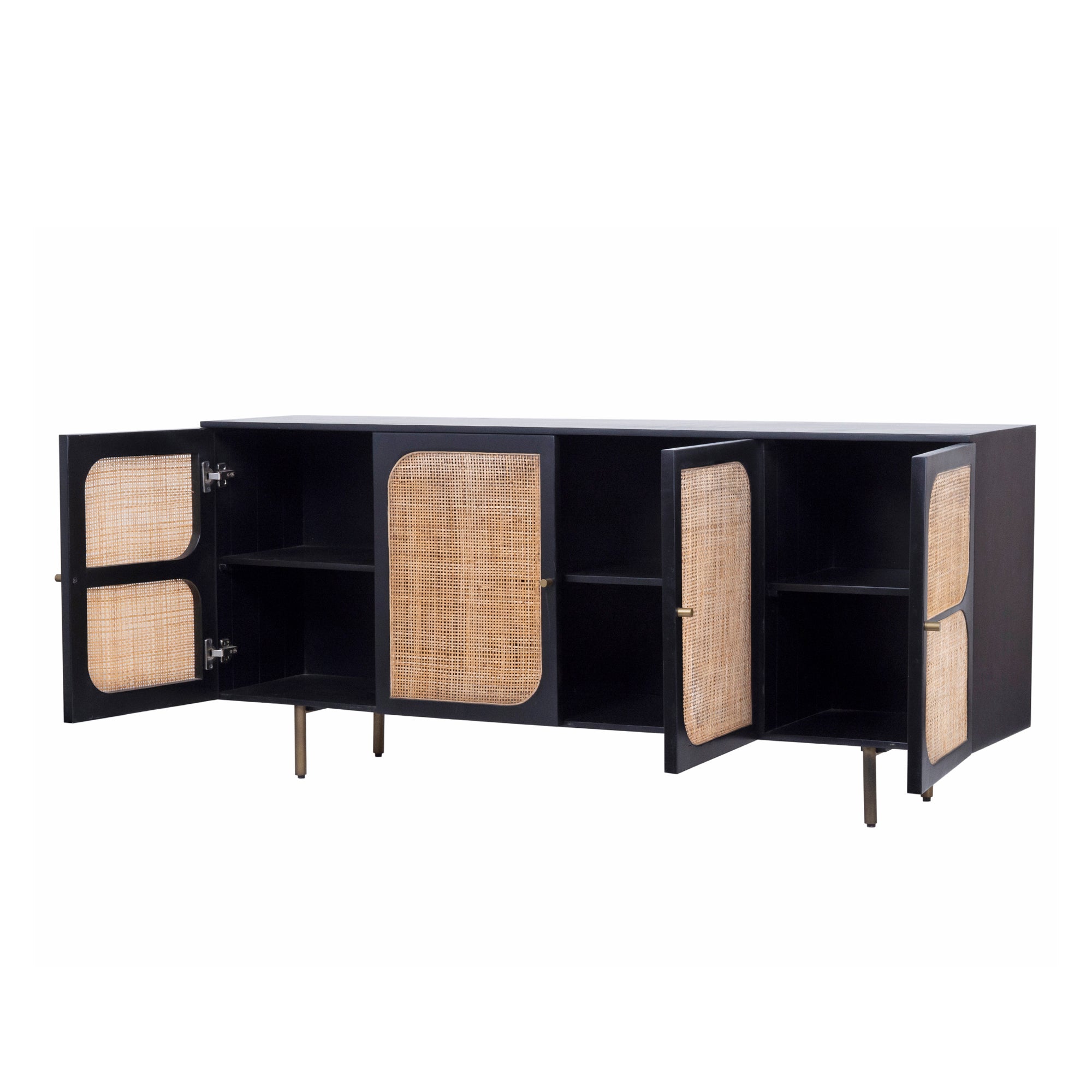Black Rattan Sideboard