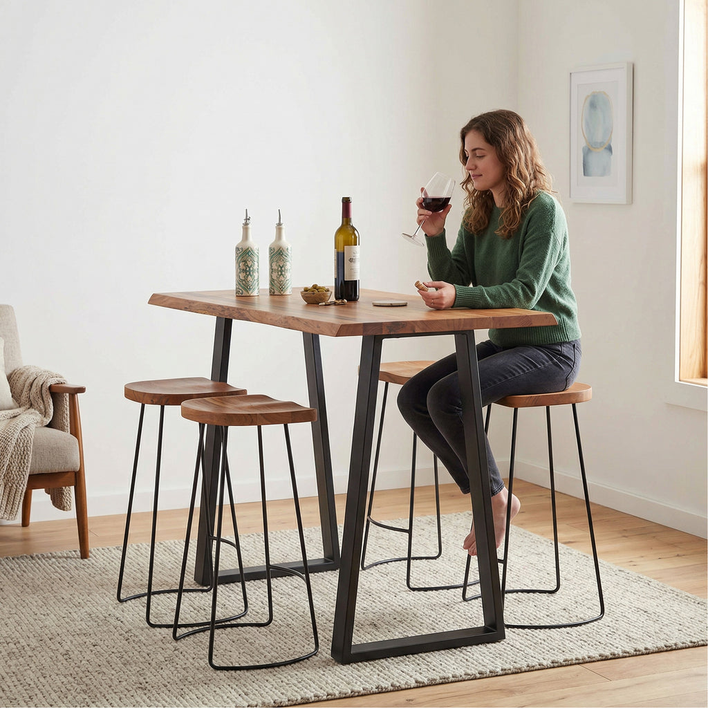 Industrial Solid Wood Bar Table