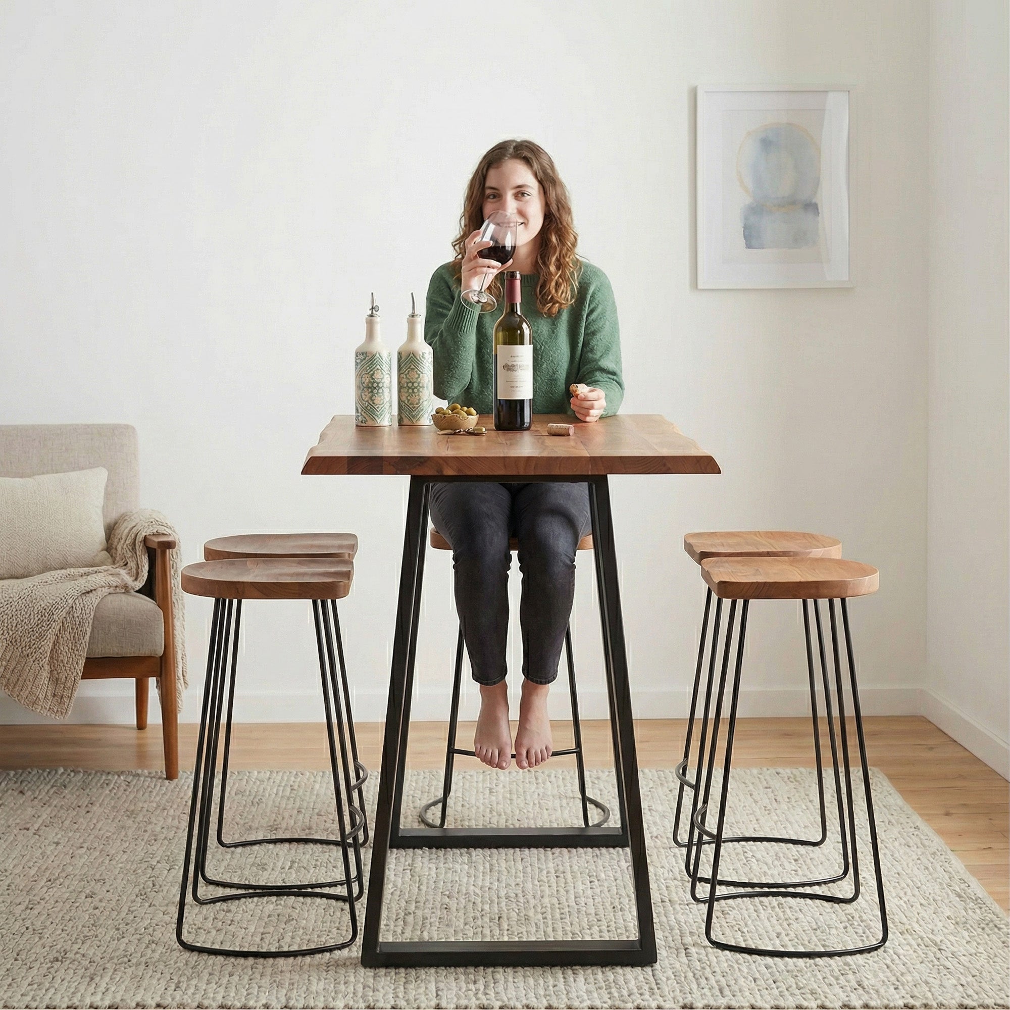 Industrial Solid Wood Bar Table