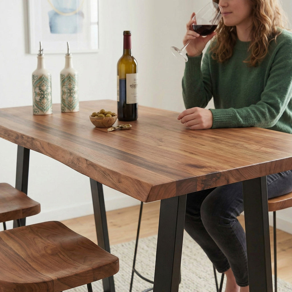 Industrial Solid Wood Bar Table
