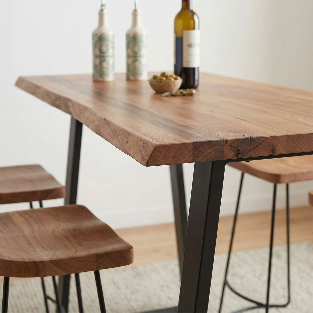Industrial Solid Wood Bar Table