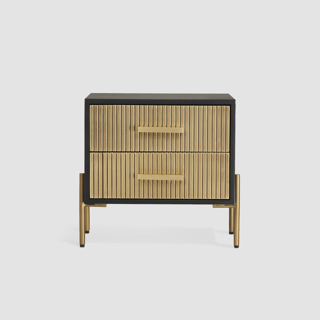 Auris Metal-Leg Bedside Table – 2 Drawers