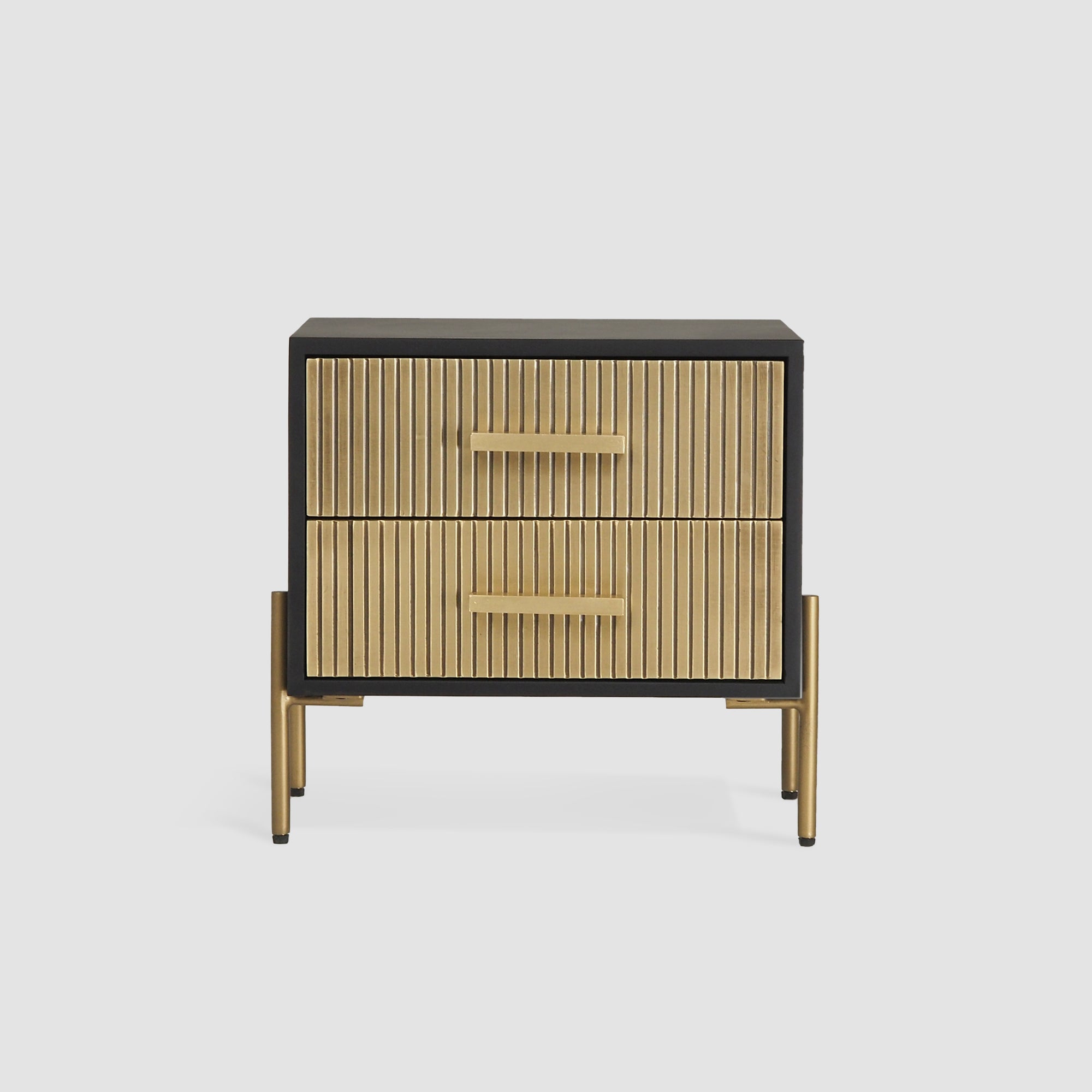 Auris Metal-Leg Bedside Table – 2 Drawers