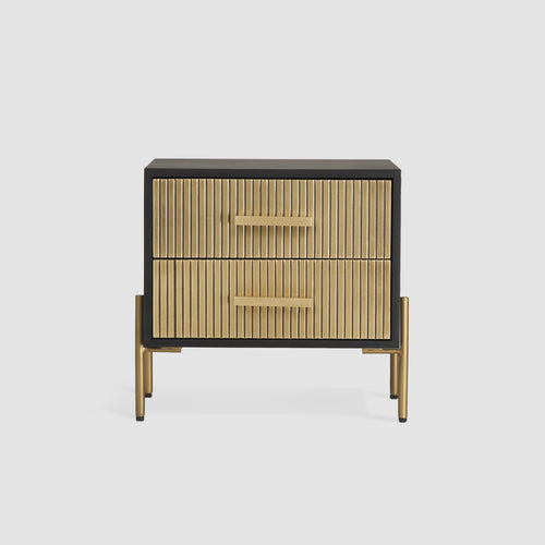 Auris Metal-Leg Bedside Table – 2 Drawers