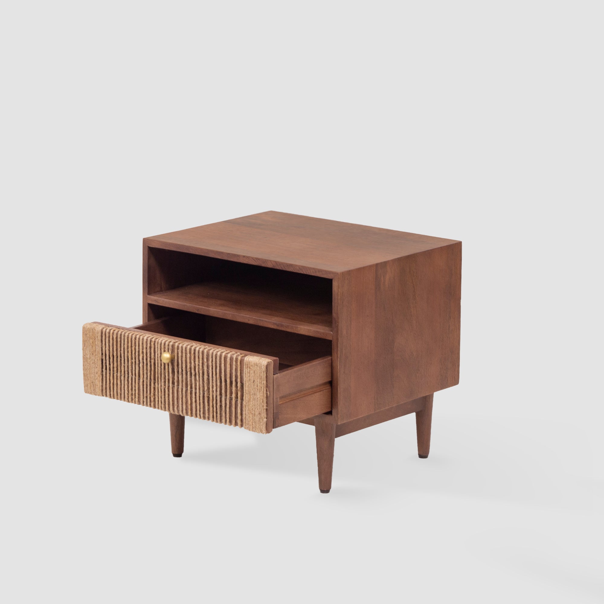 1 Drawer Mid-Century Modern Wooden Bedside Table