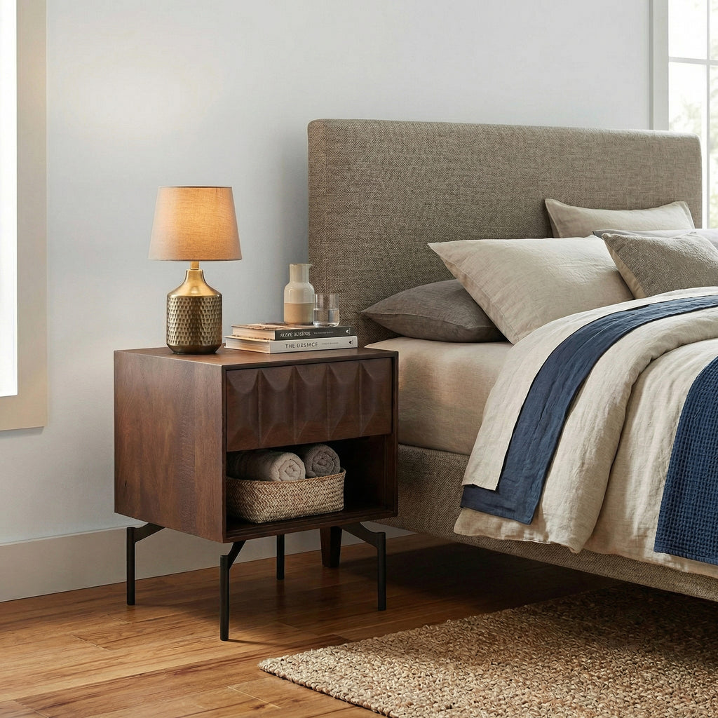 Modern Walnut Bedside Table