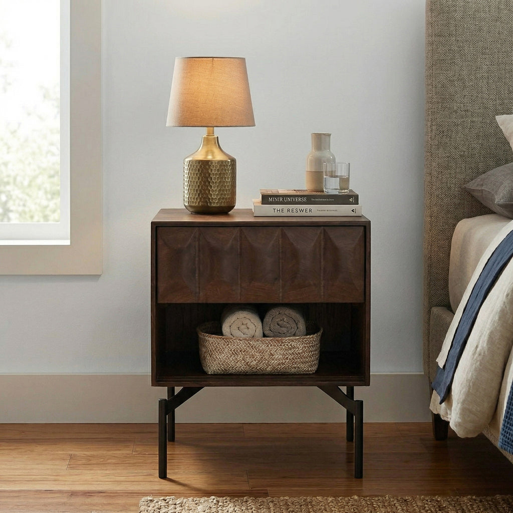 Modern Walnut Bedside Table