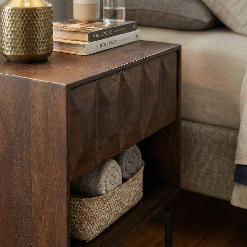 Modern Walnut Bedside Table