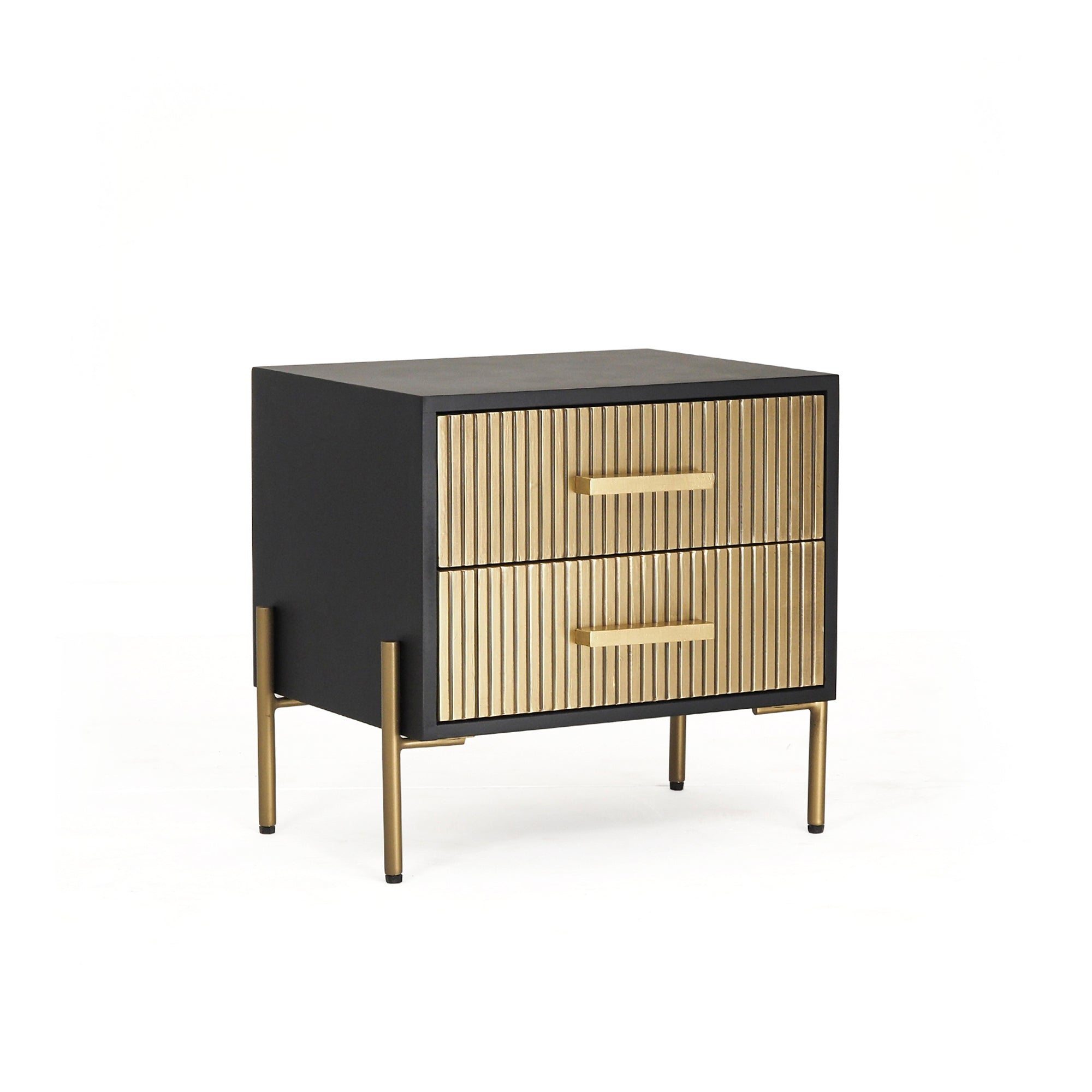 Auris Metal-Leg Bedside Table – 2 Drawers