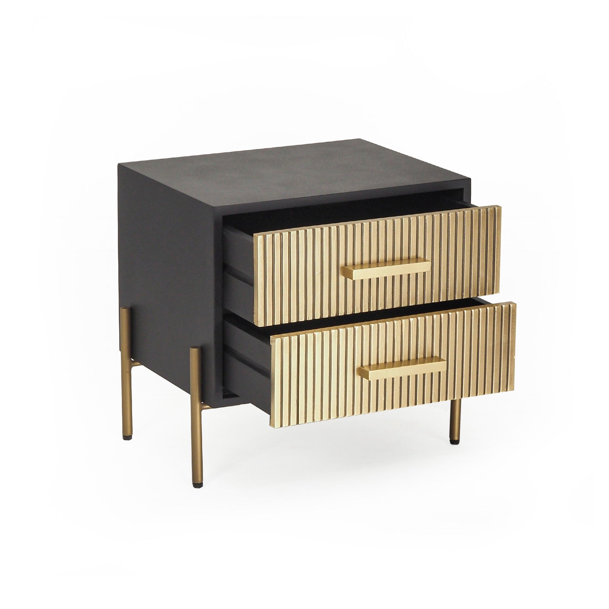 Auris Metal-Leg Bedside Table – 2 Drawers