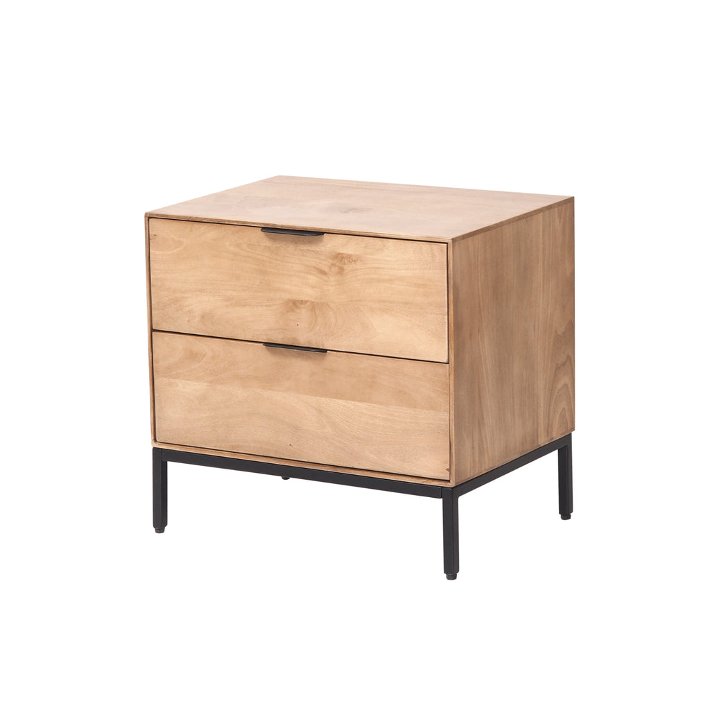 2 Drawer Modern Natural Wood Bedside Table