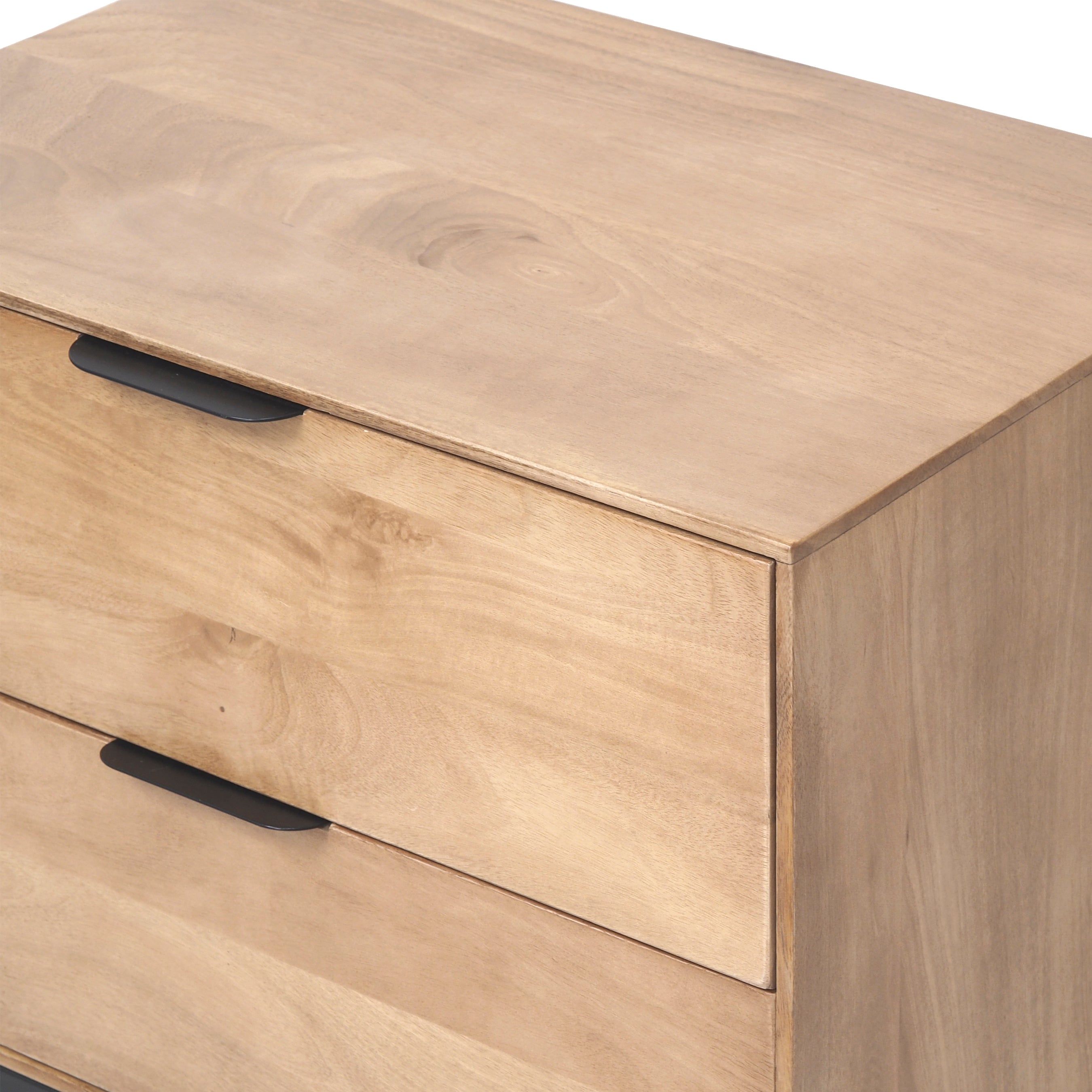 2 Drawer Modern Natural Wood Bedside Table