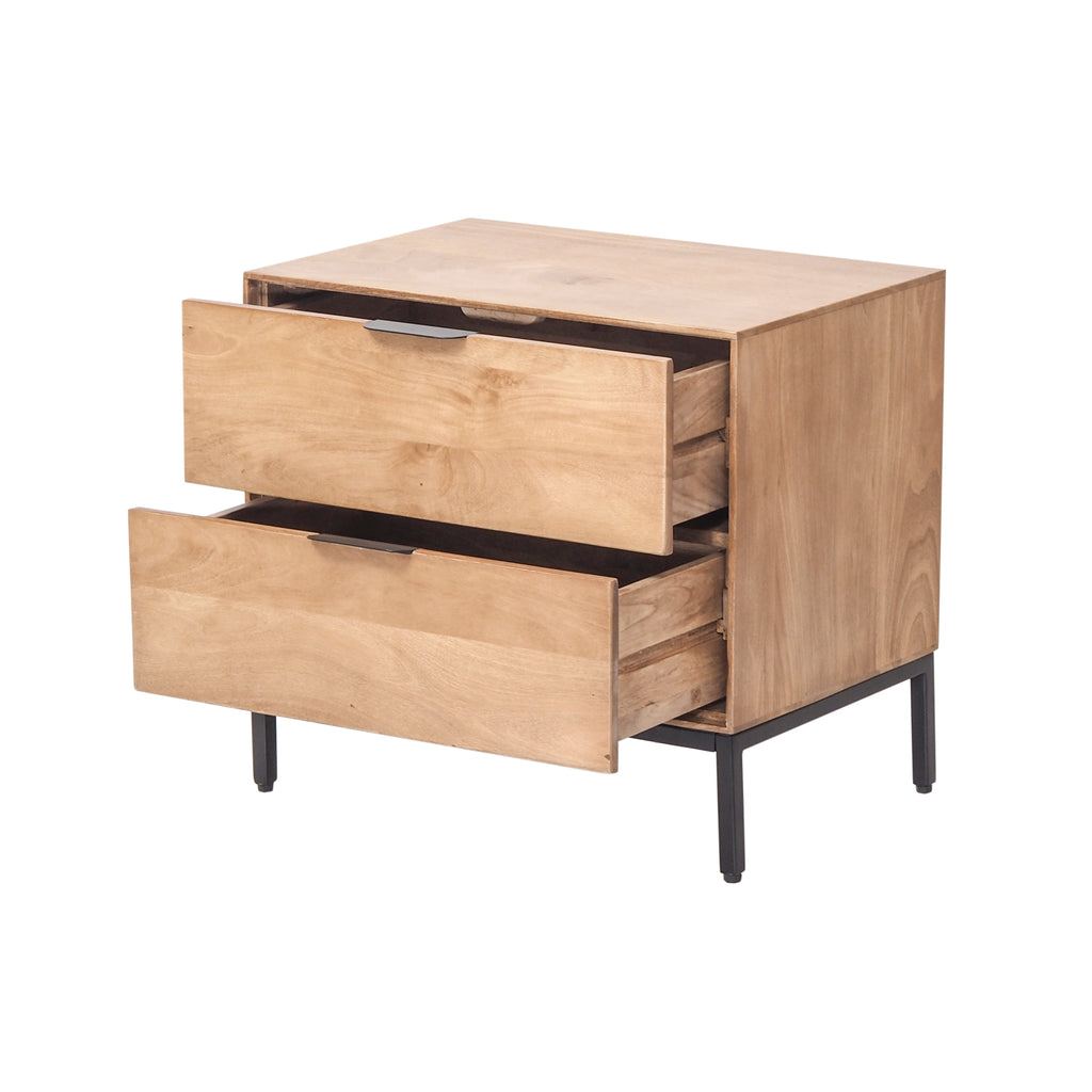 2 Drawer Modern Natural Wood Bedside Table