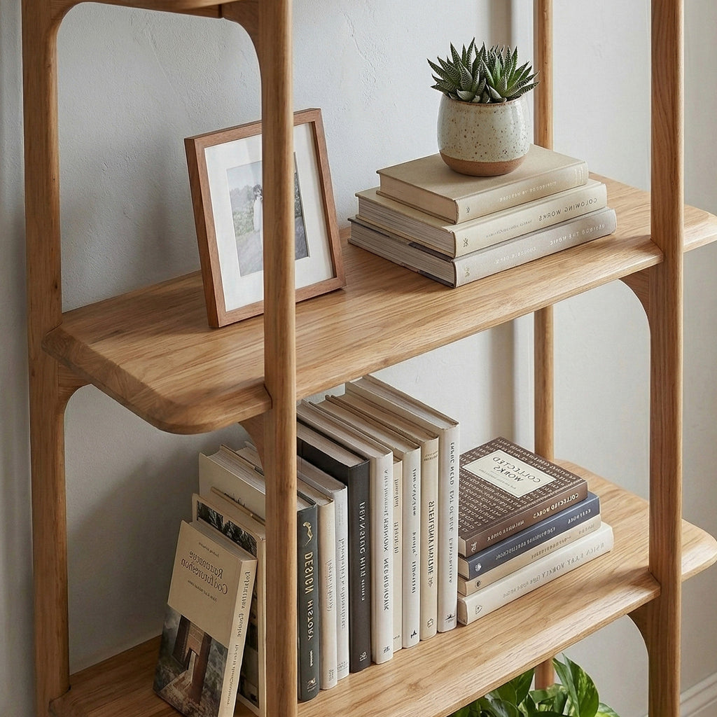 Acacia Bookshelf-Minimalist Open Shelving Unit for Living Room, Office & Home Decor