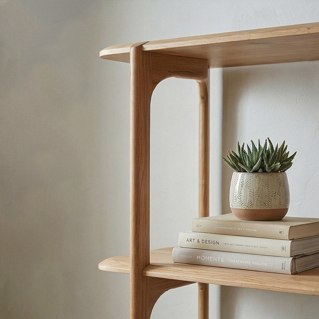 Acacia Bookshelf-Minimalist Open Shelving Unit for Living Room, Office & Home Decor