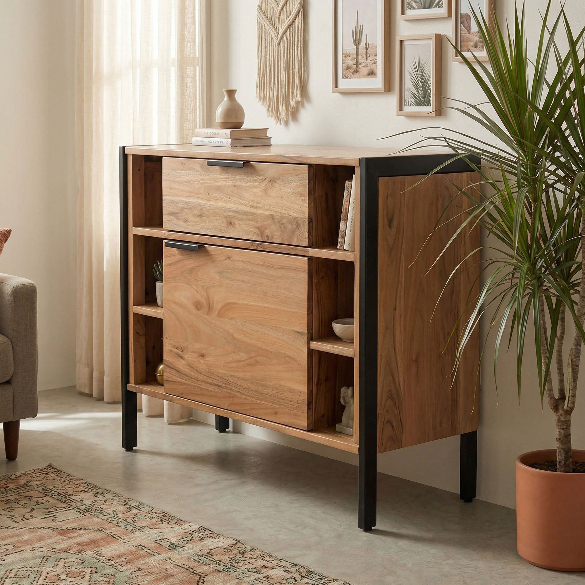 Modern Industrial Wood Storage Cabinet