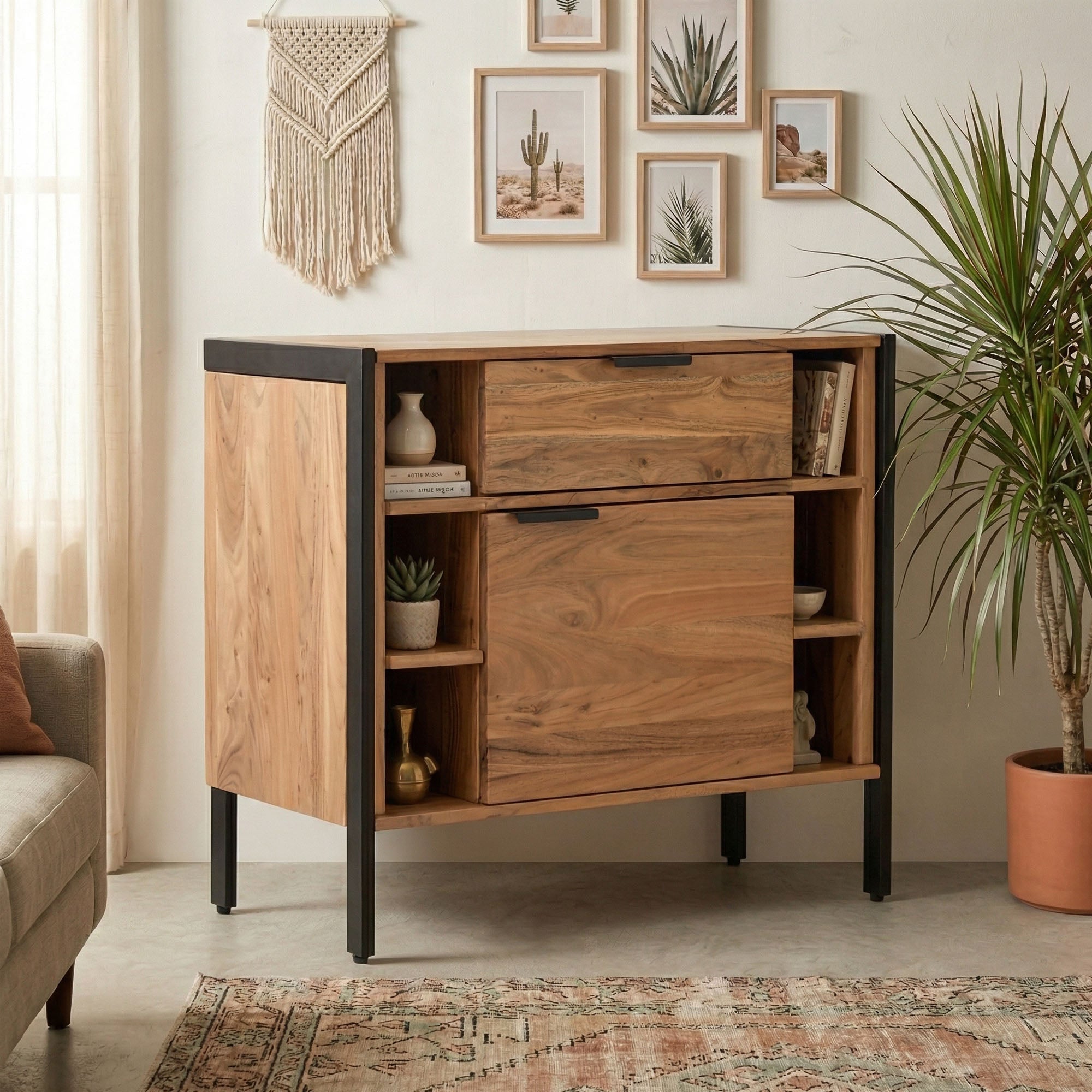 Modern Industrial Wood Storage Cabinet
