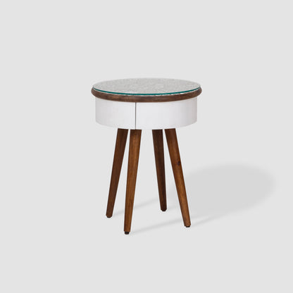 Luxury Hand-Carved Glass Top Side Table
