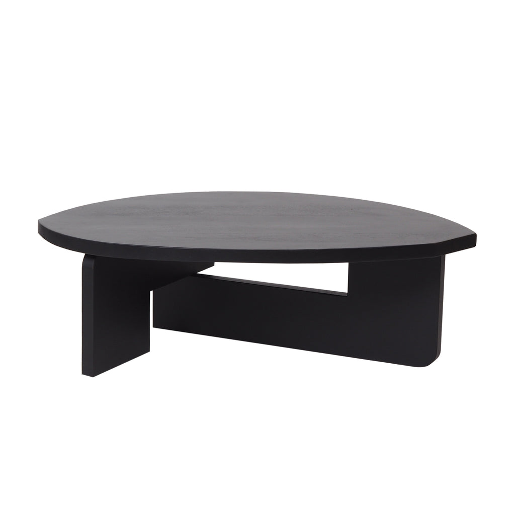 Modern Black Mango Wood Coffee Table – Bold Geometric Design
