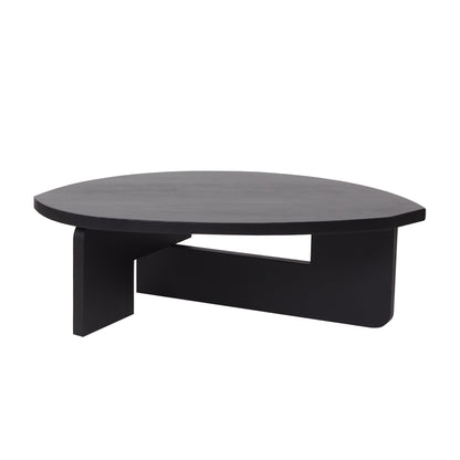 Modern Black Mango Wood Coffee Table – Bold Geometric Design