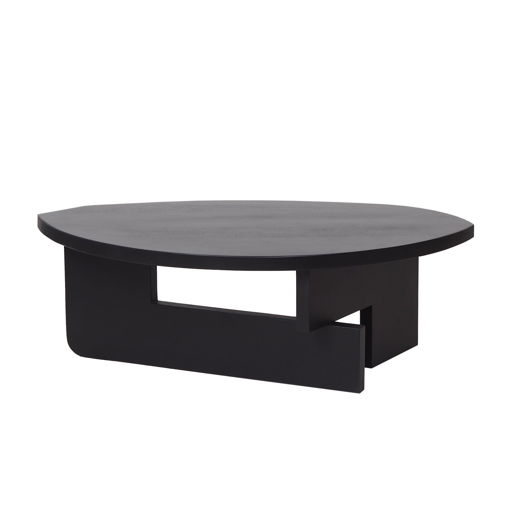 Modern Black Mango Wood Coffee Table – Bold Geometric Design