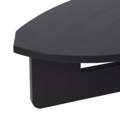 Modern Black Mango Wood Coffee Table – Bold Geometric Design