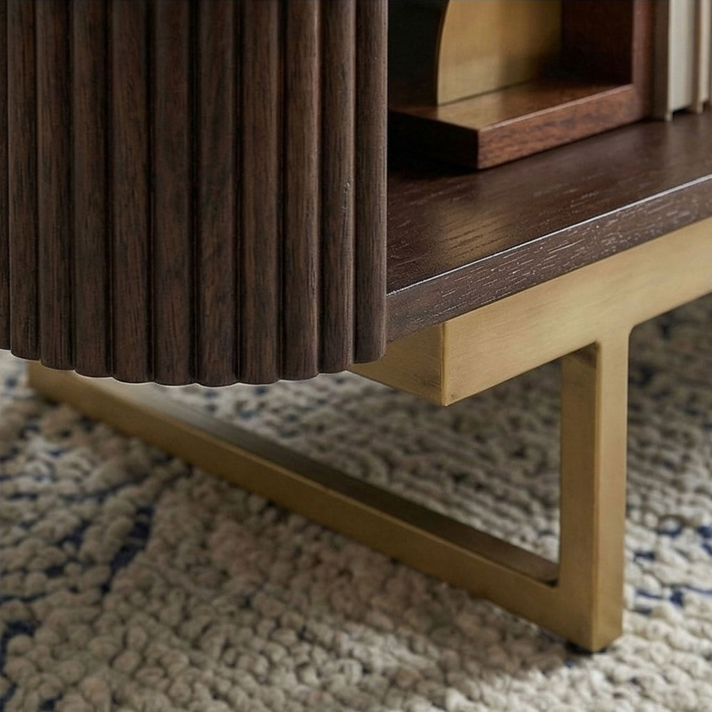 Modern Fluted Coffee Table in Dark Wood