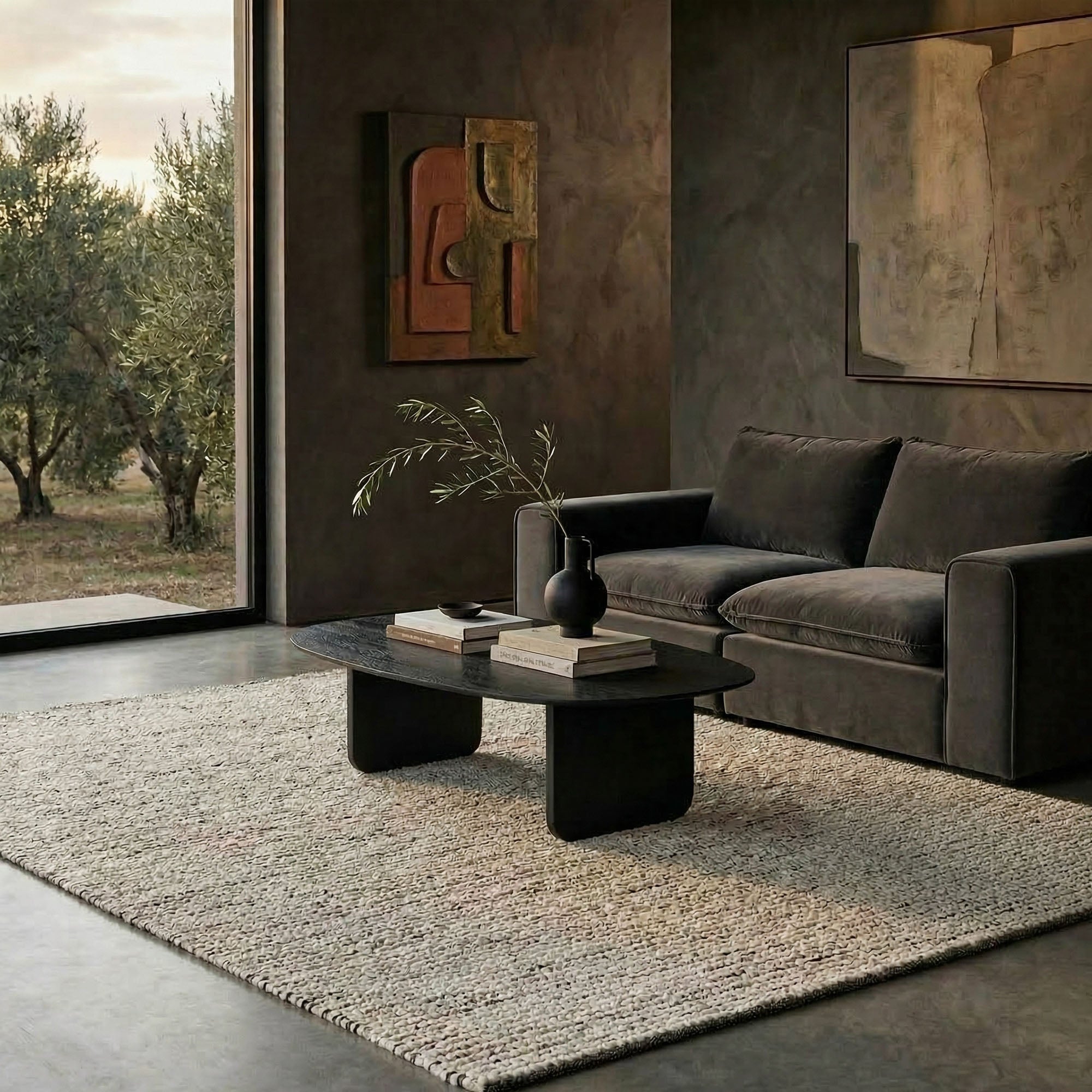 Organic Shape Solid Wood Black