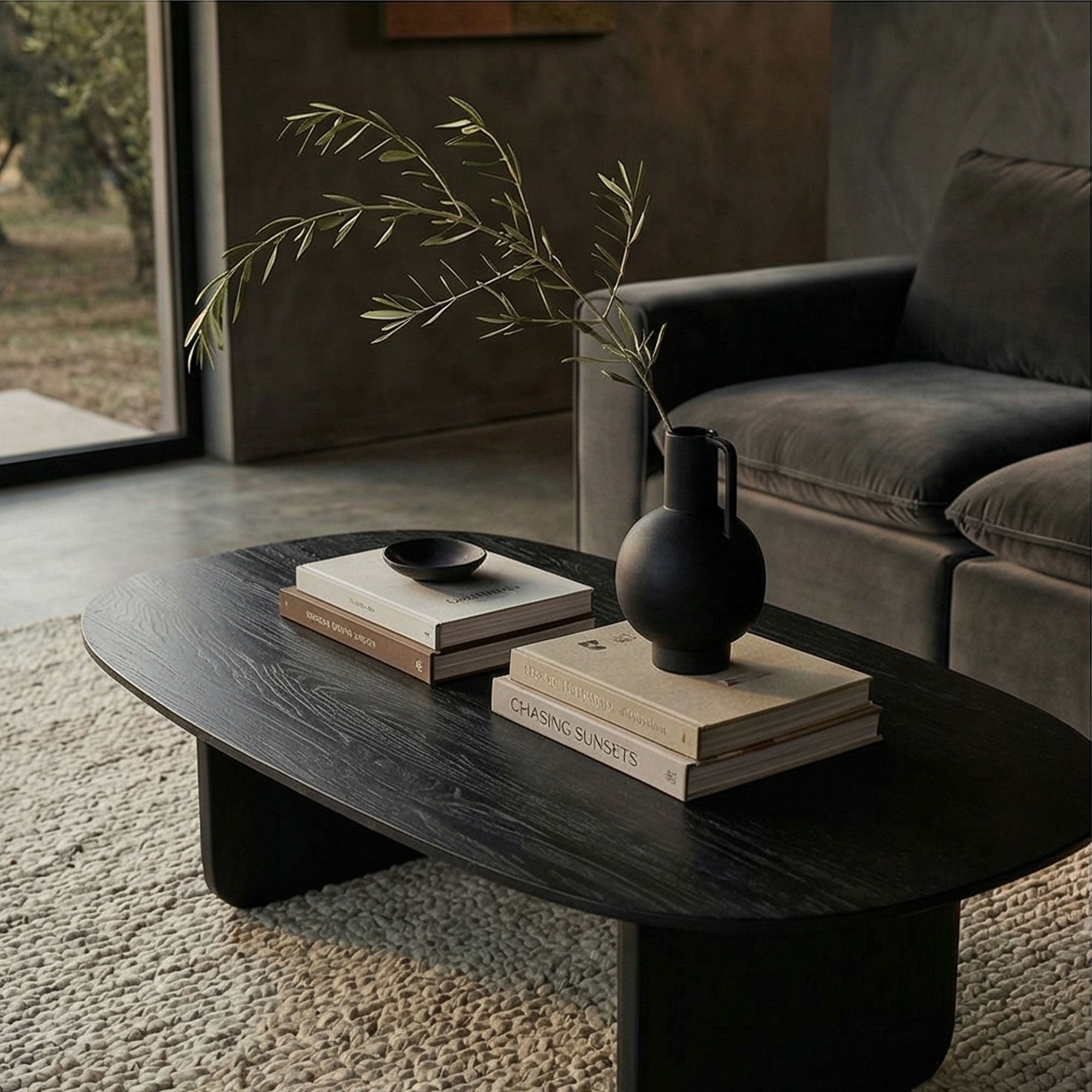 Organic Shape Solid Wood Black