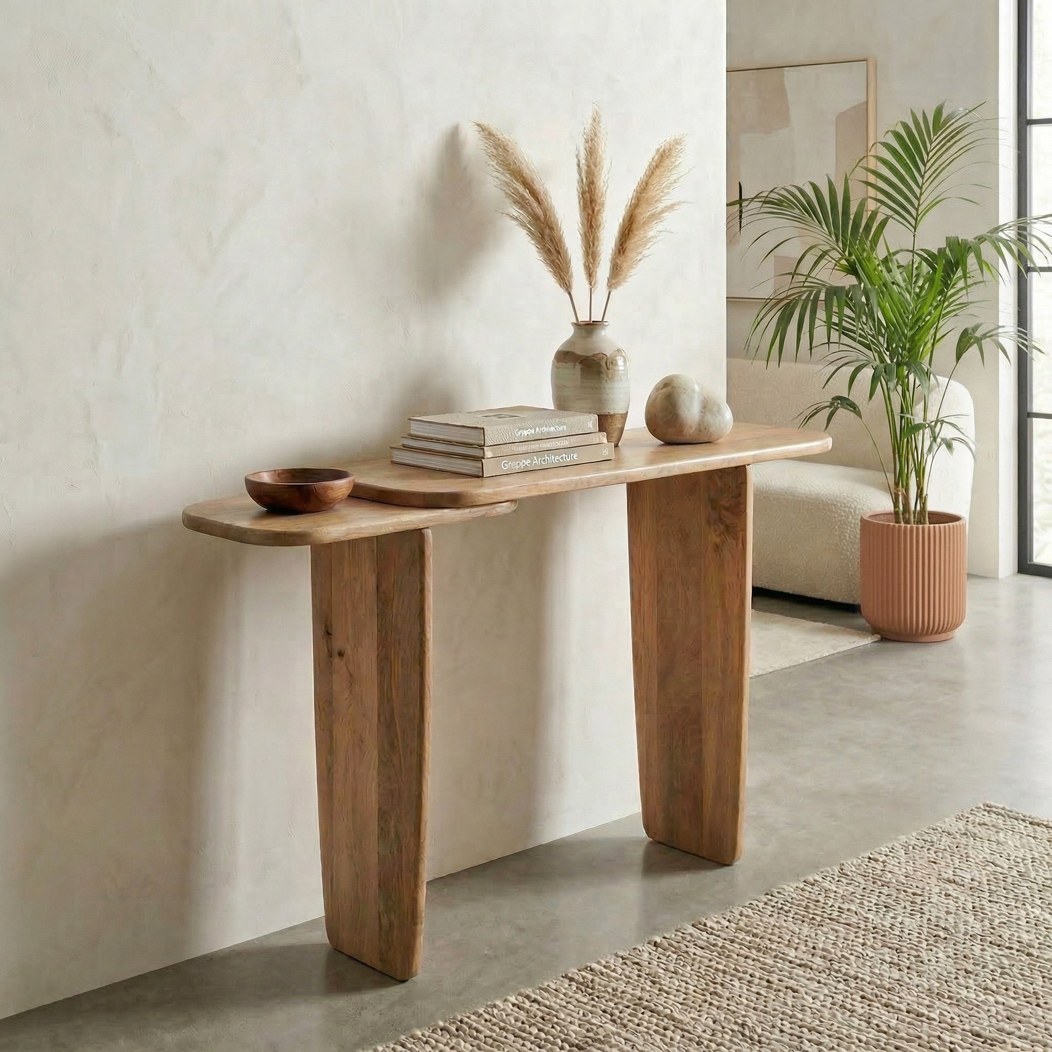 Dual-Tier Solid Wood Console Table