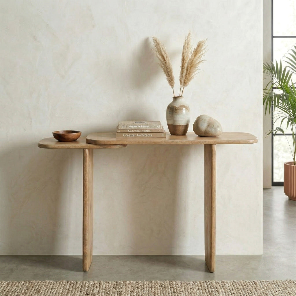 Dual-Tier Solid Wood Console Table