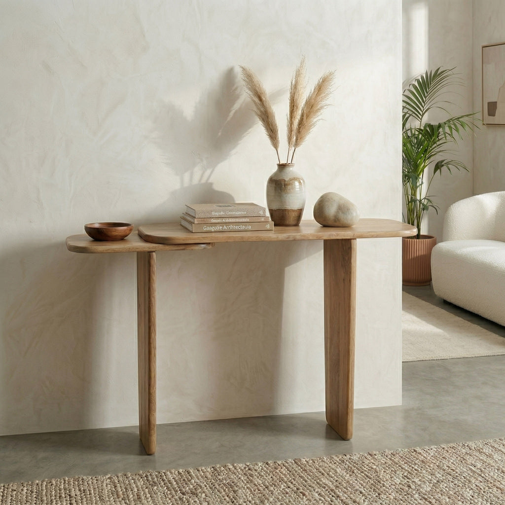 Dual-Tier Solid Wood Console Table