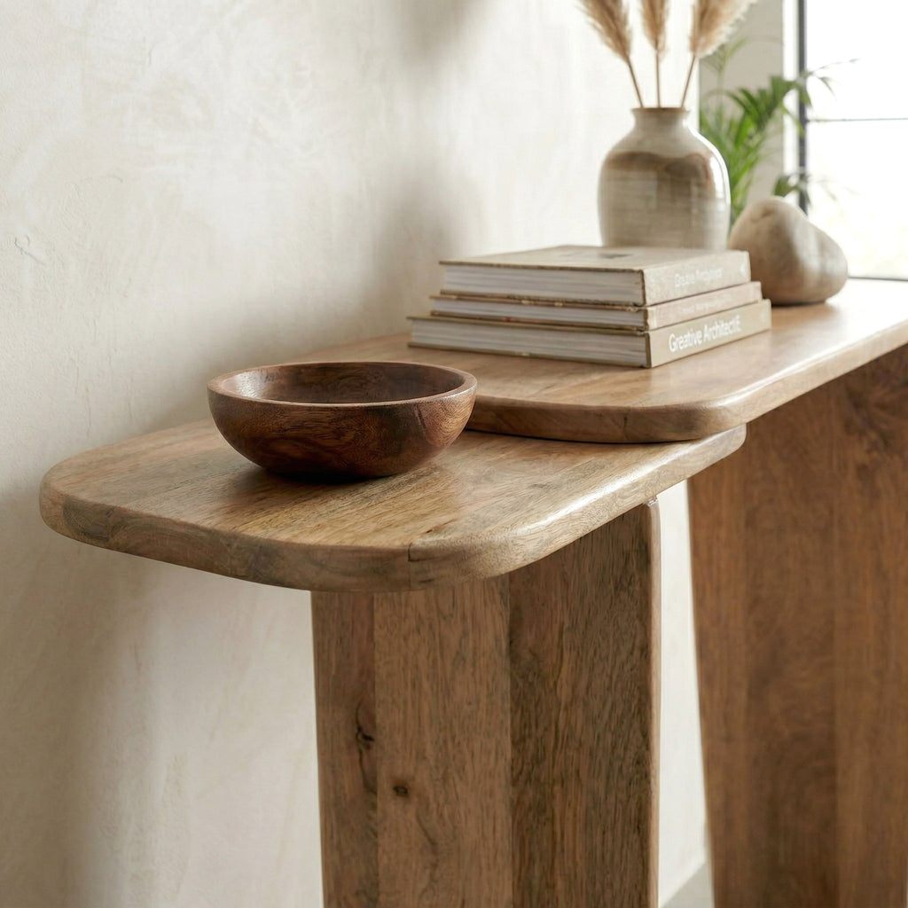 Dual-Tier Solid Wood Console Table