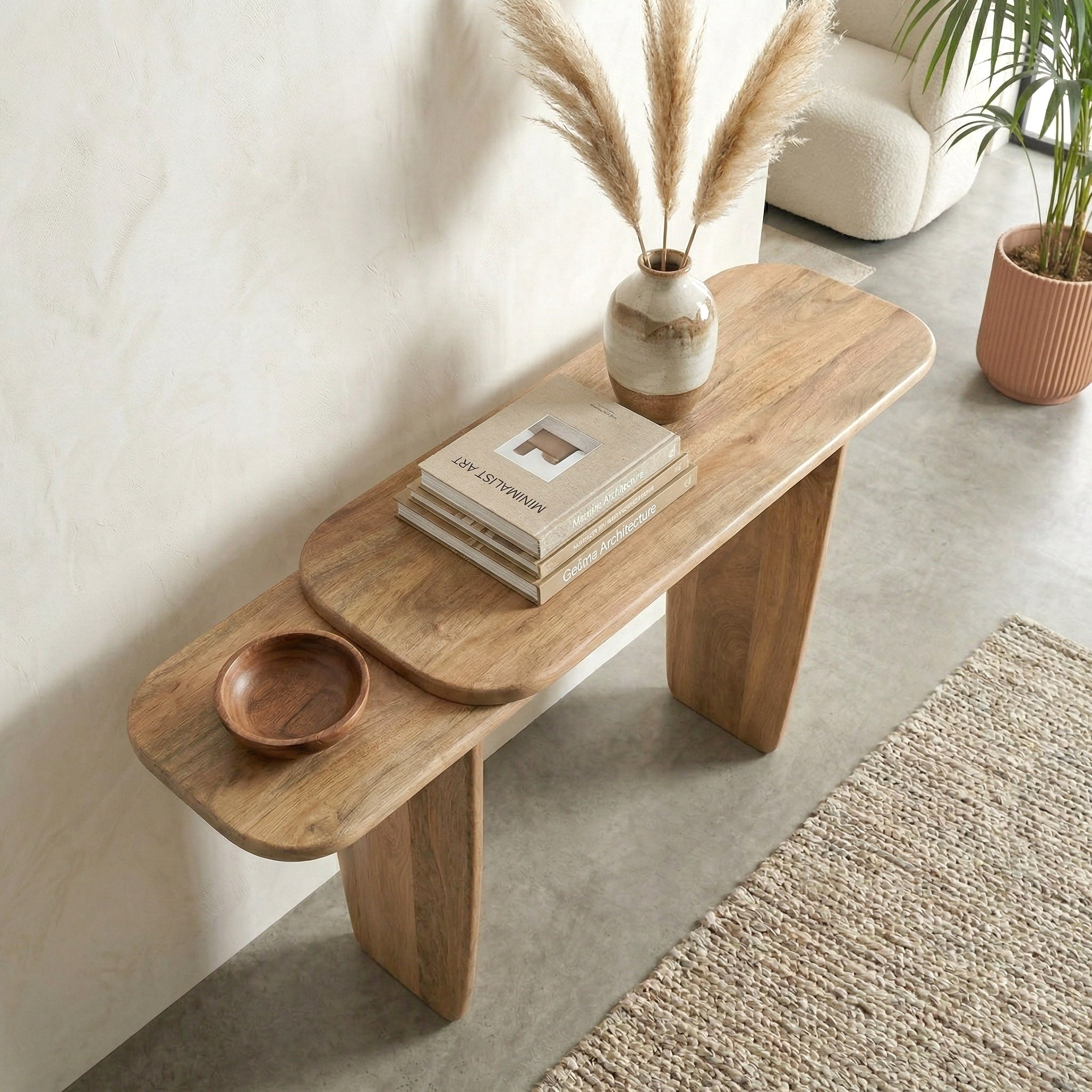 Dual-Tier Solid Wood Console Table