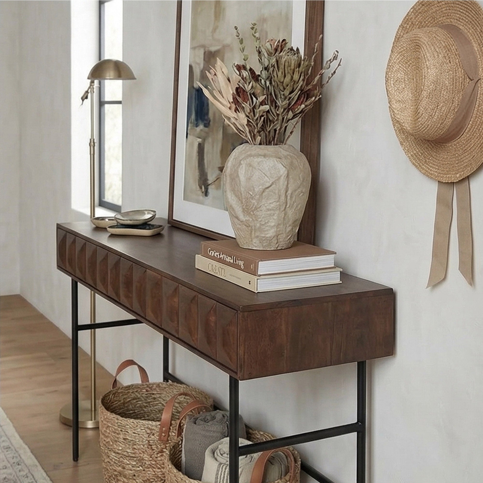 Walnut Wood Console Table