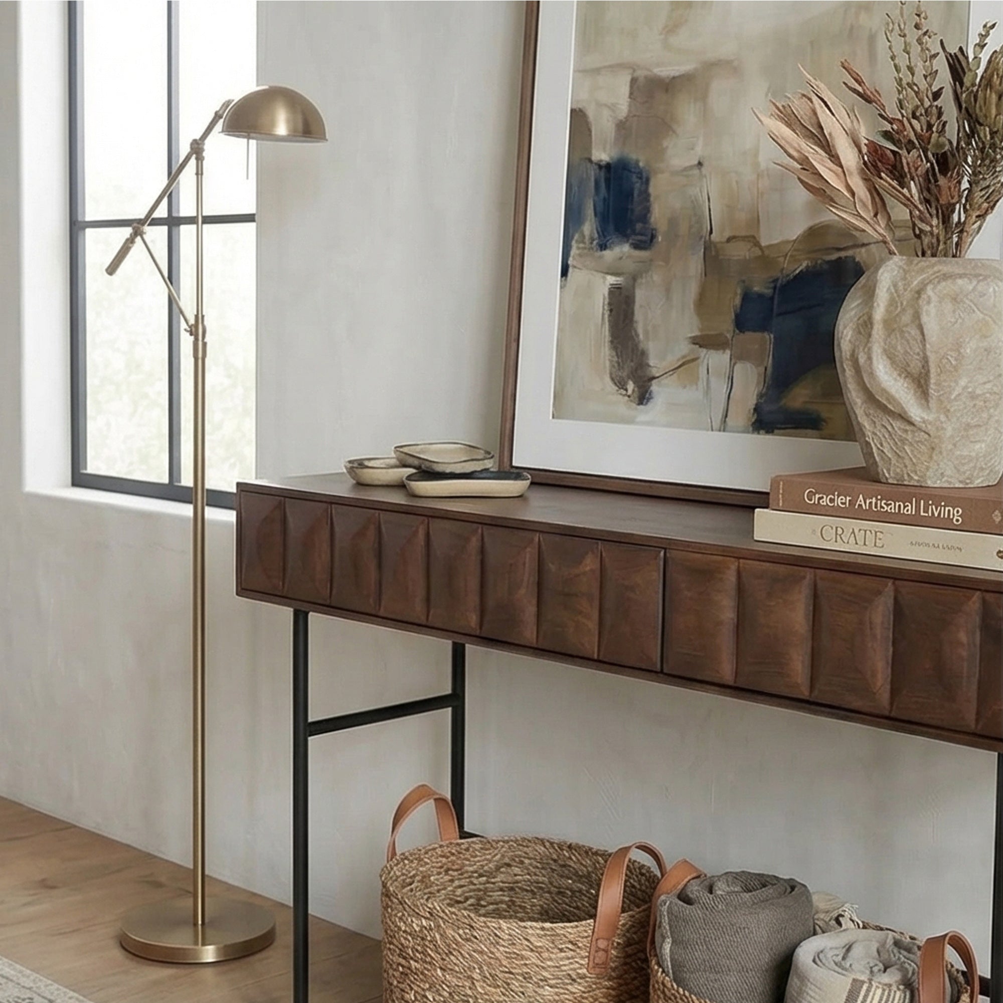 Walnut Wood Console Table