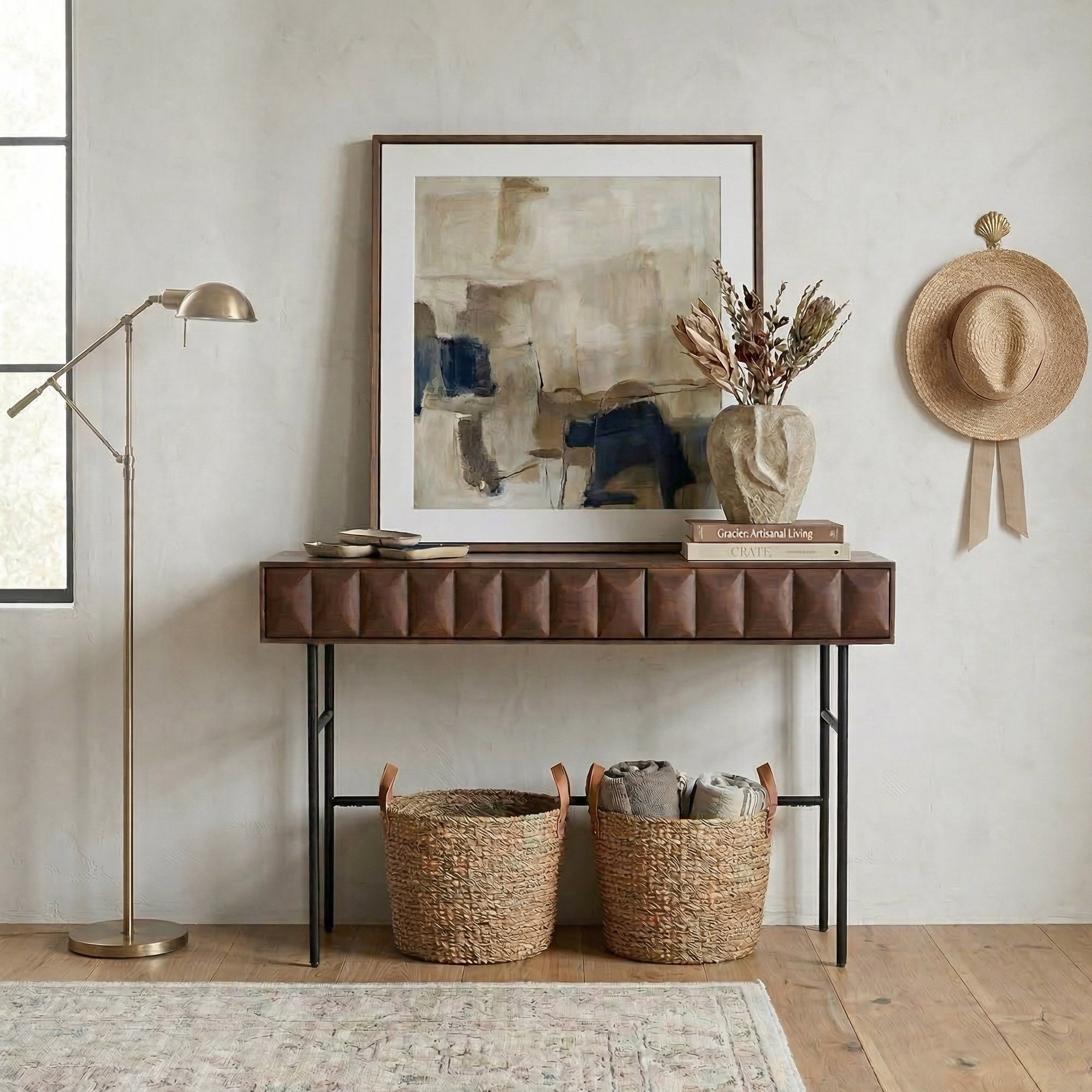 Walnut Wood Console Table