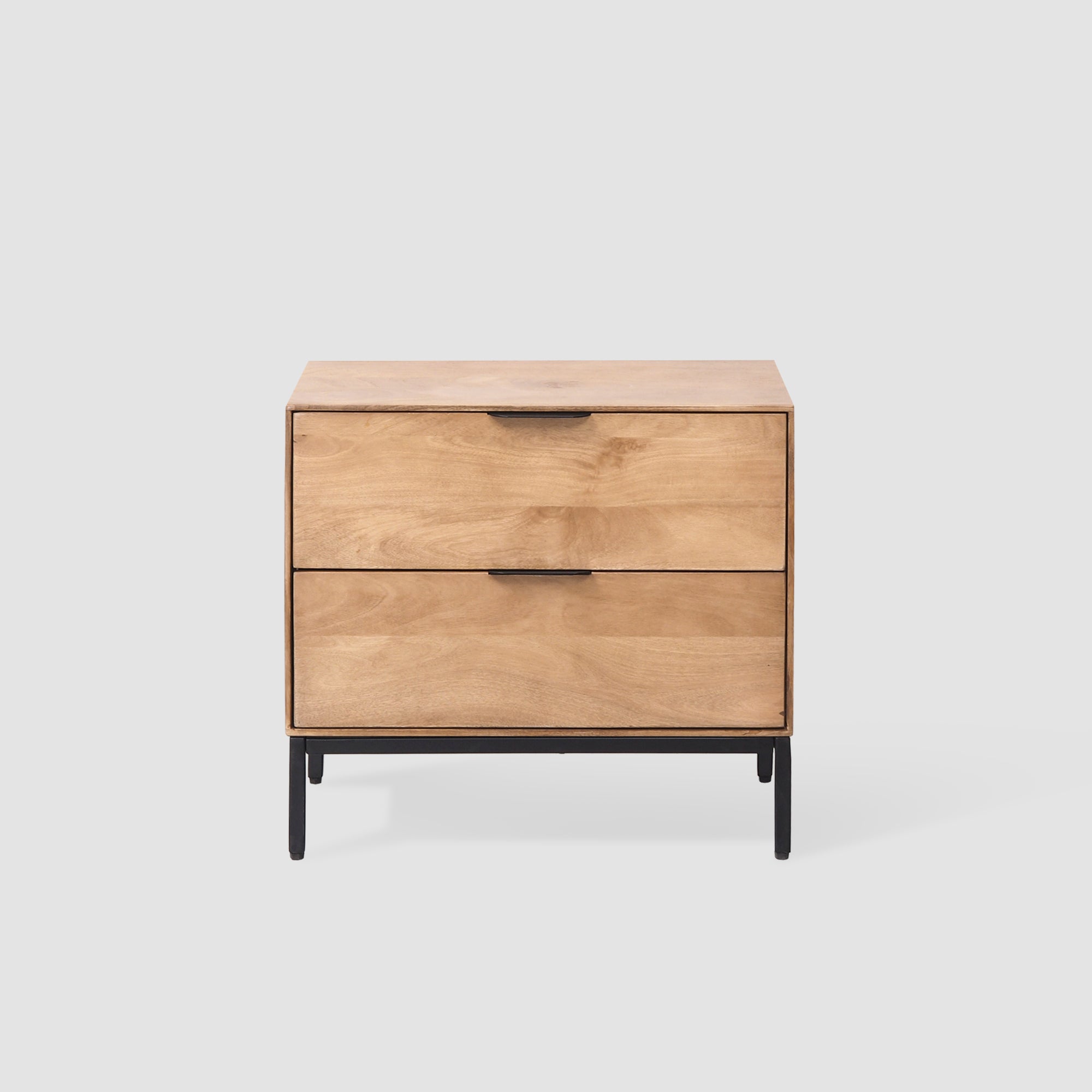 2 Drawer Modern Natural Wood Bedside Table