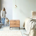 2 Drawer Modern Natural Wood Bedside Table