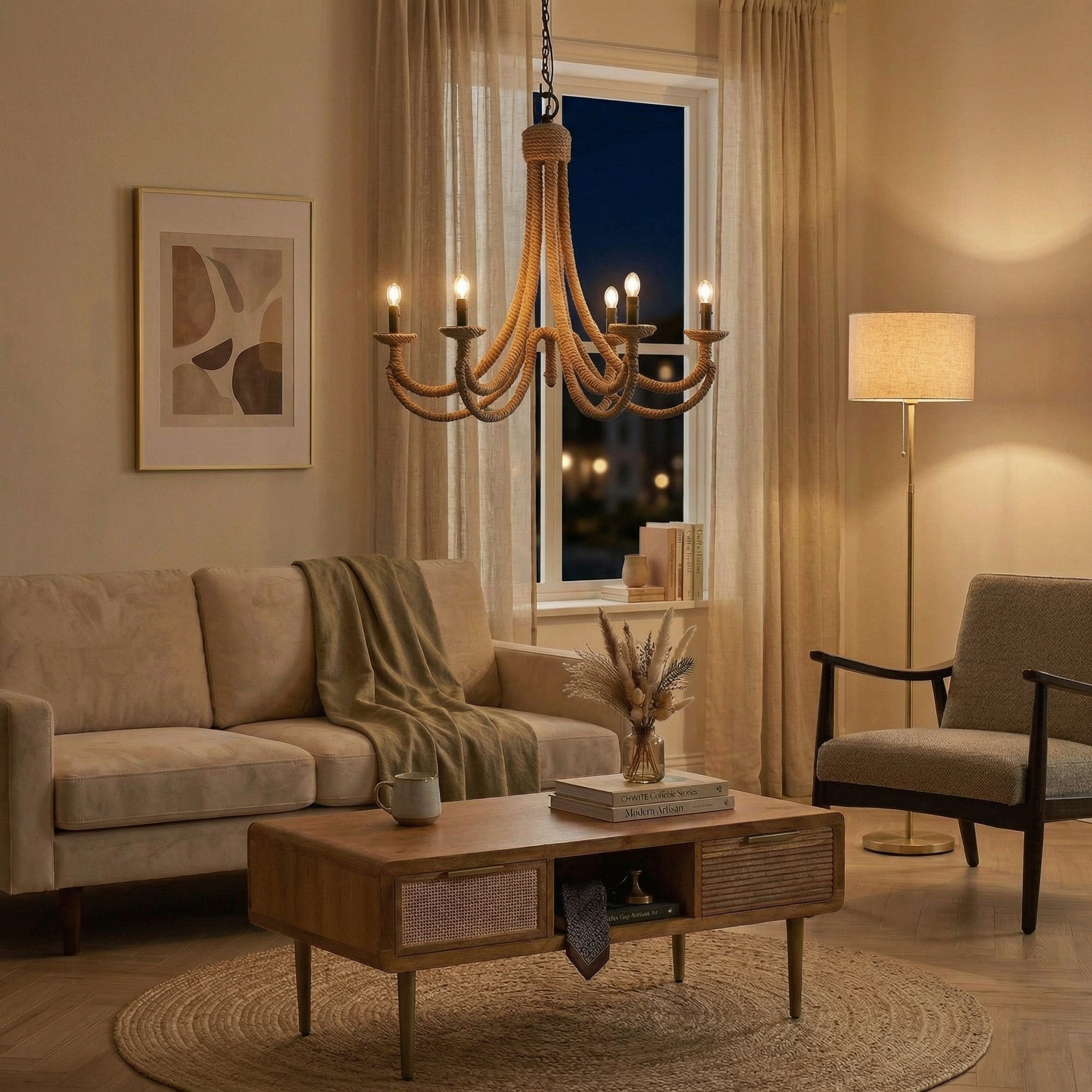 Mid-Century Modern Wood Coffee Table with Storage Drawers