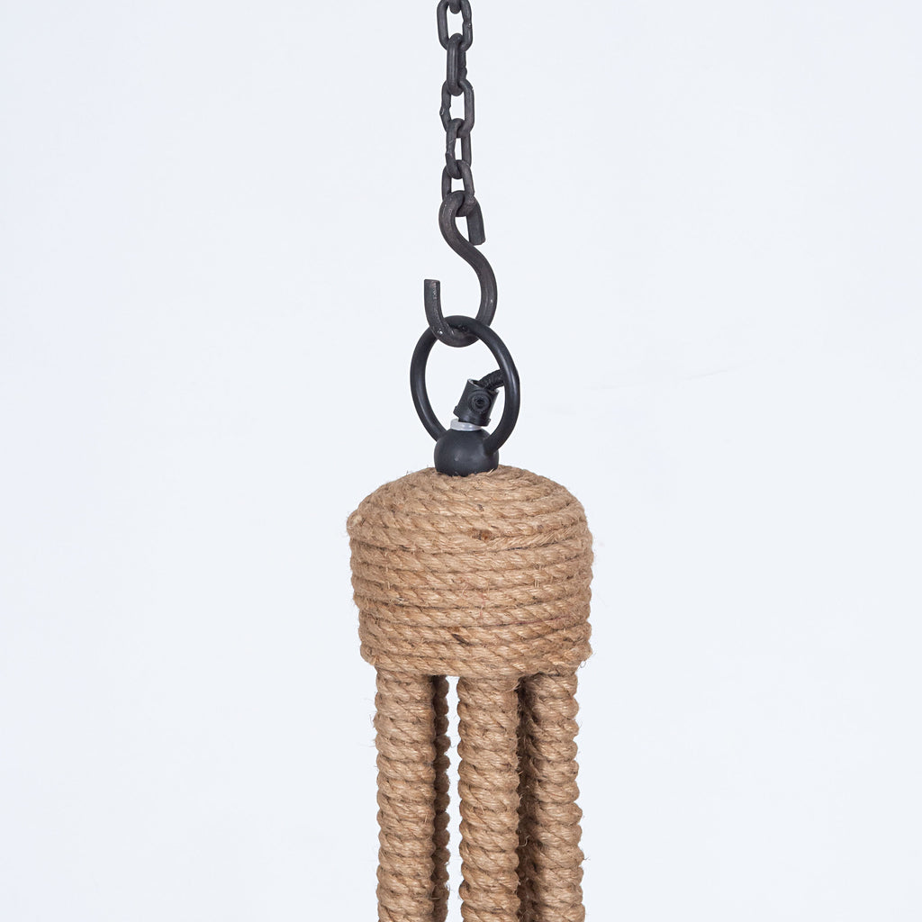 Rope Farmhouse Chandelier, Rustic Rope Ceiling Light