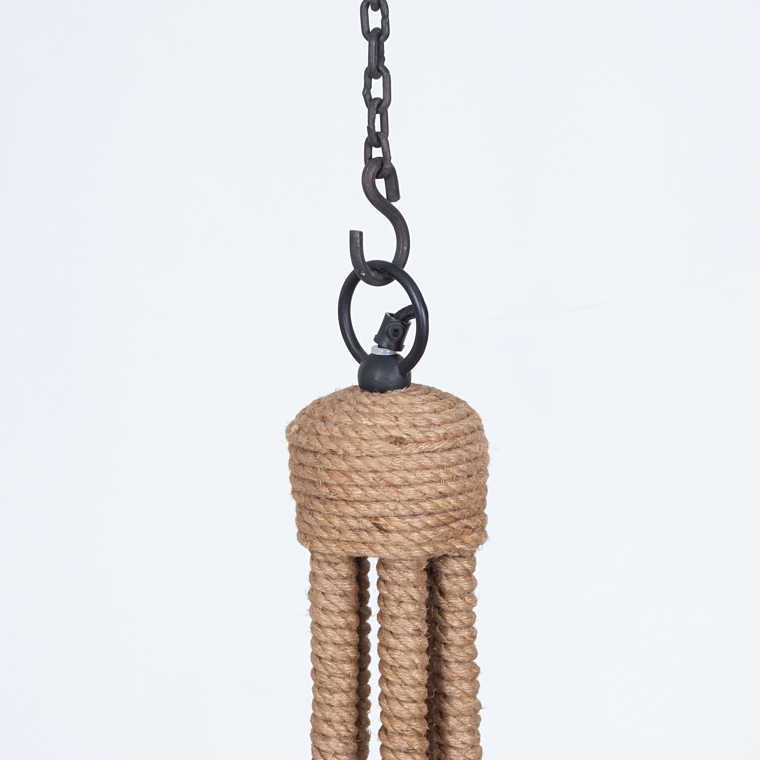 Rope Farmhouse Chandelier, Rustic Rope Ceiling Light