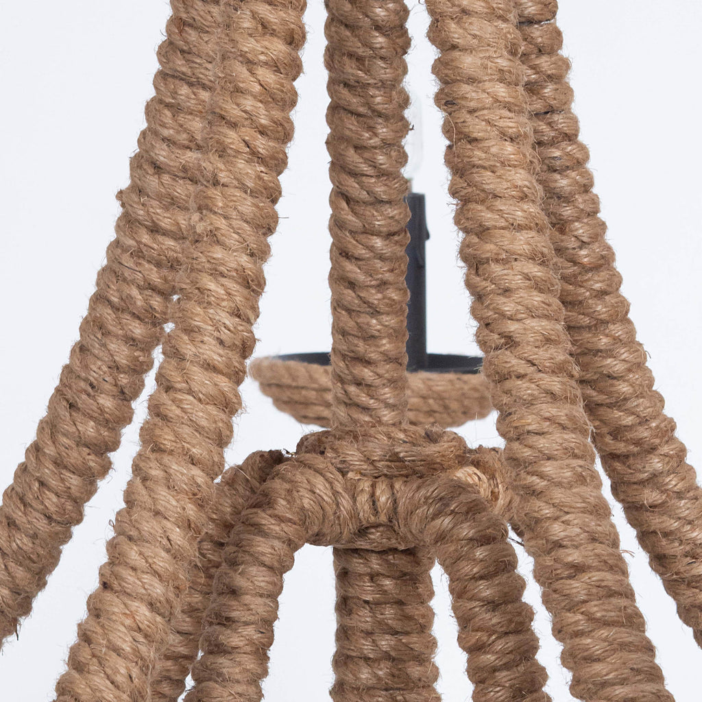 Rope Farmhouse Chandelier, Rustic Rope Ceiling Light