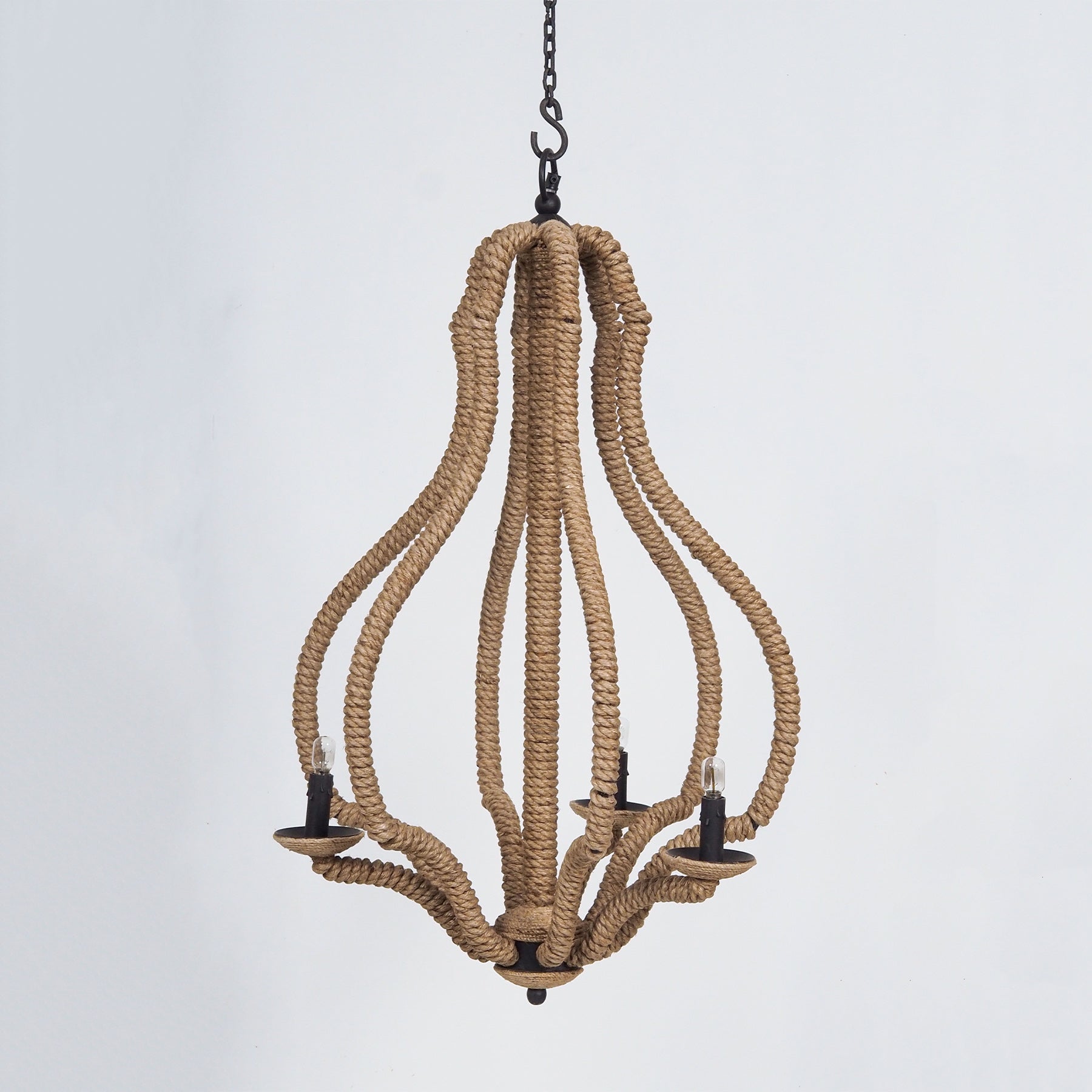 Rustic Rope Lighting Jute Rope Chandelier, Rustic Rope Light Fixture – Itauti