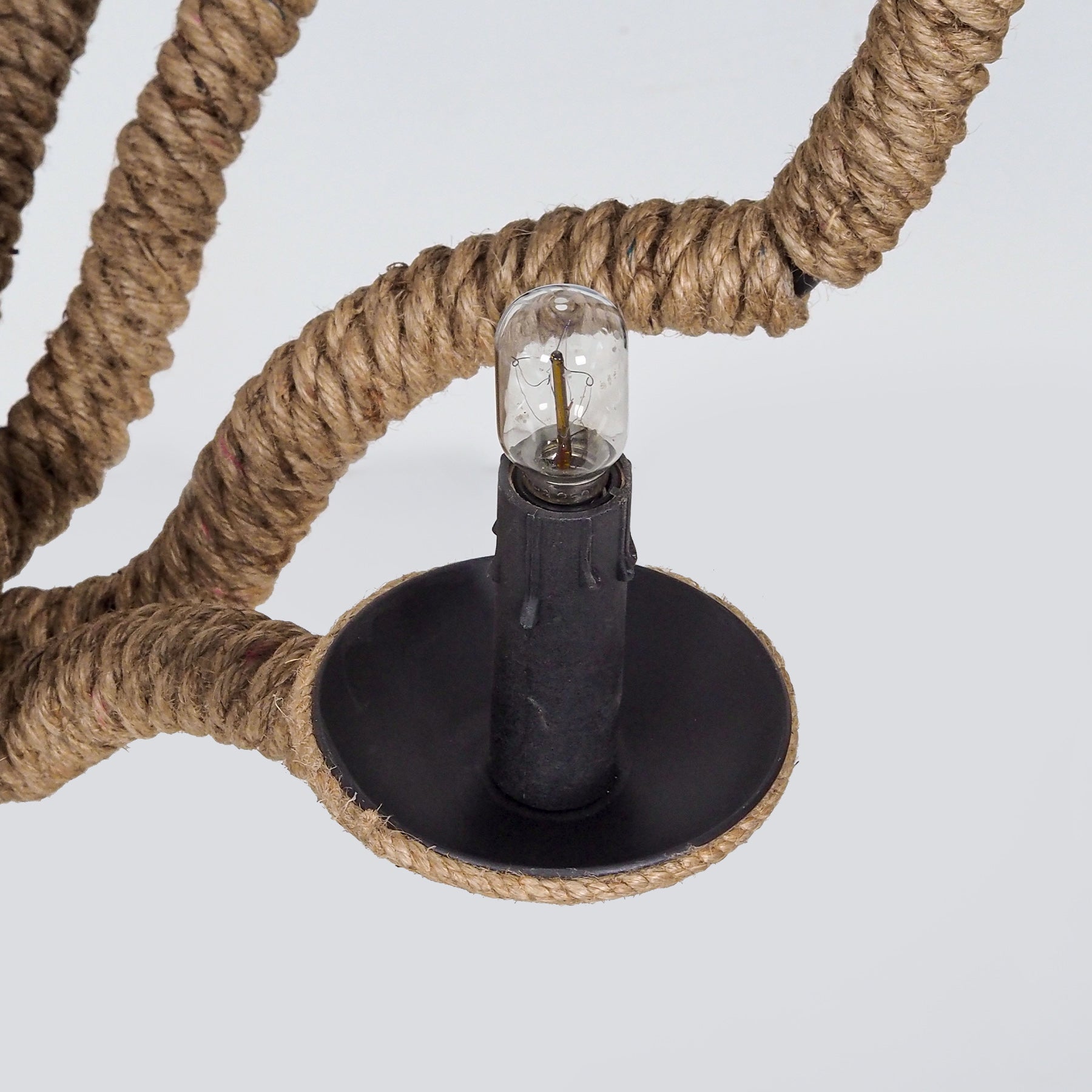 Jute Rope Chandelier, Rustic Rope Light Fixture